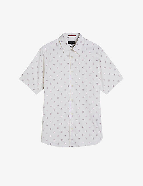 TED BAKER: Kymsho floral-print slim-fit stretch-cotton shirt