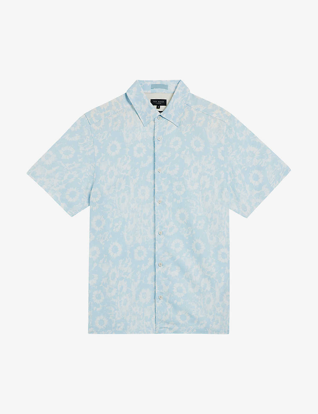 Ted Baker Flasiby Floral-print Regular-fit Lyocell-blend Shirt In Lt-blue