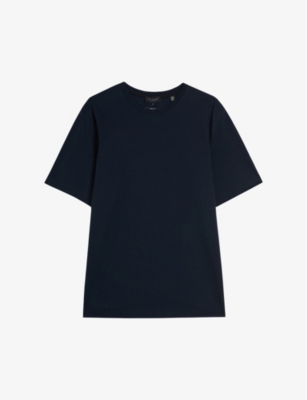 Ted Baker Mens Navy Tywinn Regular-fit Short-sleeve Cotton T-shirt