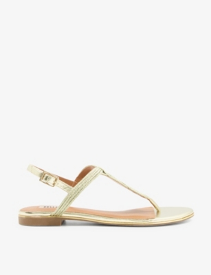 Dune Womens Gold-fabric Logics Metallic Woven Sandals In Monochrome