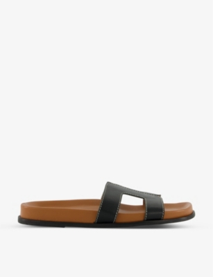 DUNE: Loupa comfort-footbed leather sliders