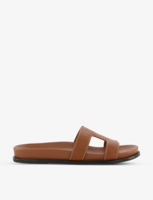 DUNE: Loupa comfort-footbed leather sliders