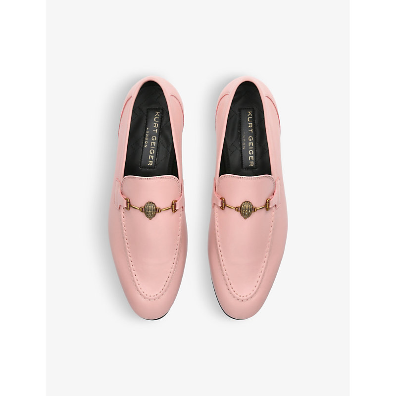 Shop Kurt Geiger London Men's Pale Pink Ali Horsebit-chain Leather Loafers