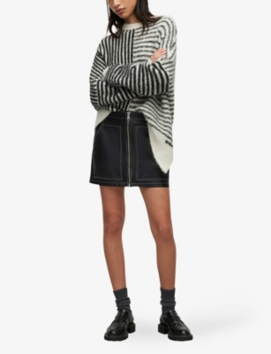 Allsaints Cleo Lea Leather Mini Skirt In Black | ModeSens