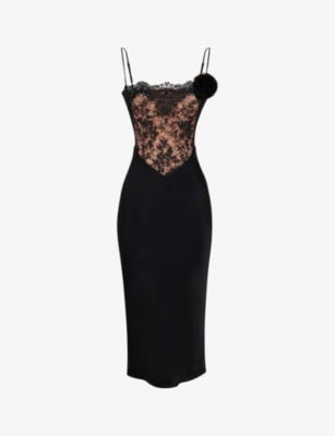 HOUSE OF CB - Nikita corset satin and lace midi dress | Selfridges.com