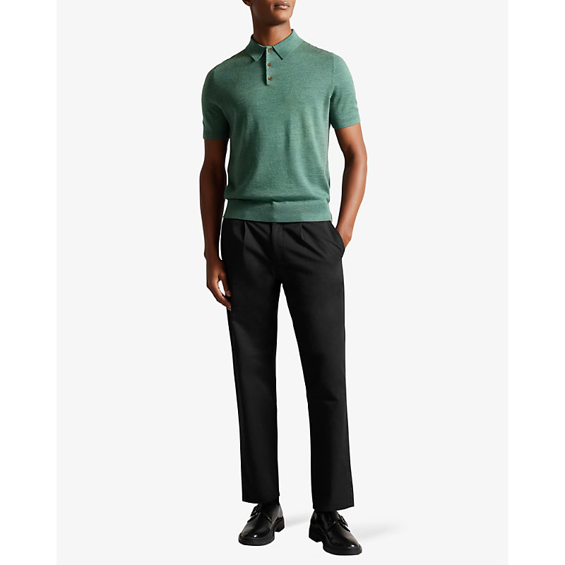 Shop Ted Baker Vedra Tailored-fit Tapered-leg Stretch-cotton Trousers In Black