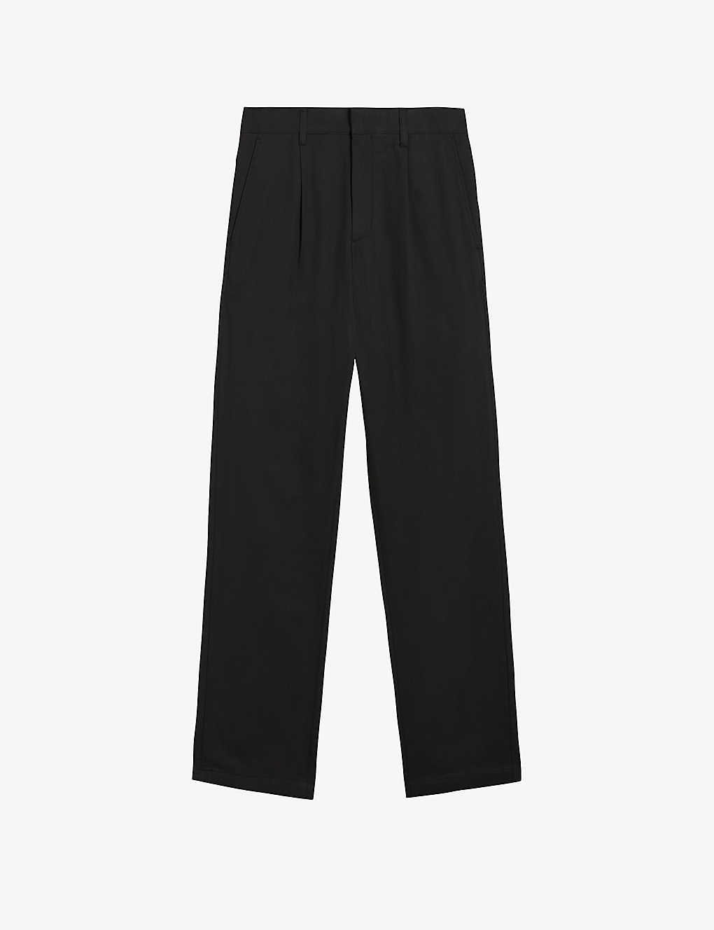 Ted Baker Mens Black Vedra Tailored-fit Tapered-leg Stretch-cotton Trousers
