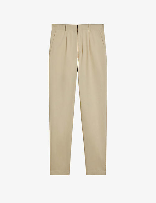 TED BAKER: Vedra tailored-fit tapered-leg stretch-cotton trousers