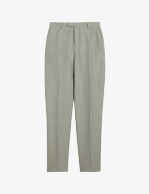 TED BAKER: Lancet slim-fit straight-leg linen-wool blend trousers