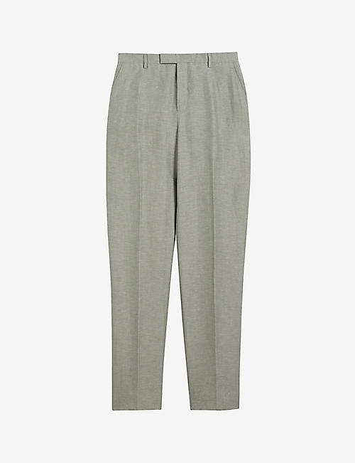 TED BAKER: Lancet slim-fit straight-leg linen-wool blend trousers