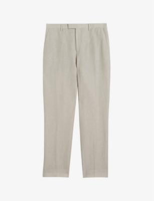 Ted Baker Lance Slim Fit Wool Linen Trousers In Grey
