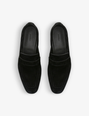 Shop Ermenegildo Zegna L'asola Suede Penny Loafers In Black