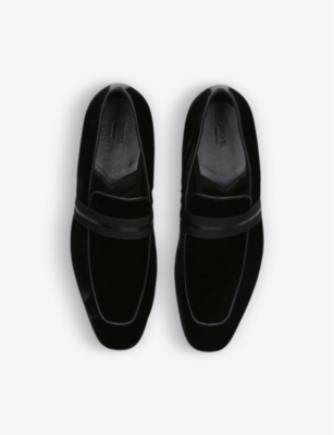 ERMENEGILDO ZEGNA Lido leather-trim velvet loafers