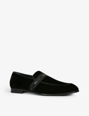 ERMENEGILDO ZEGNA Lido leather-trim velvet loafers