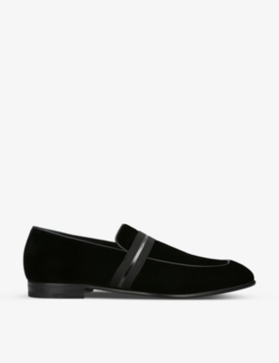 ERMENEGILDO ZEGNA Lido leather-trim velvet loafers