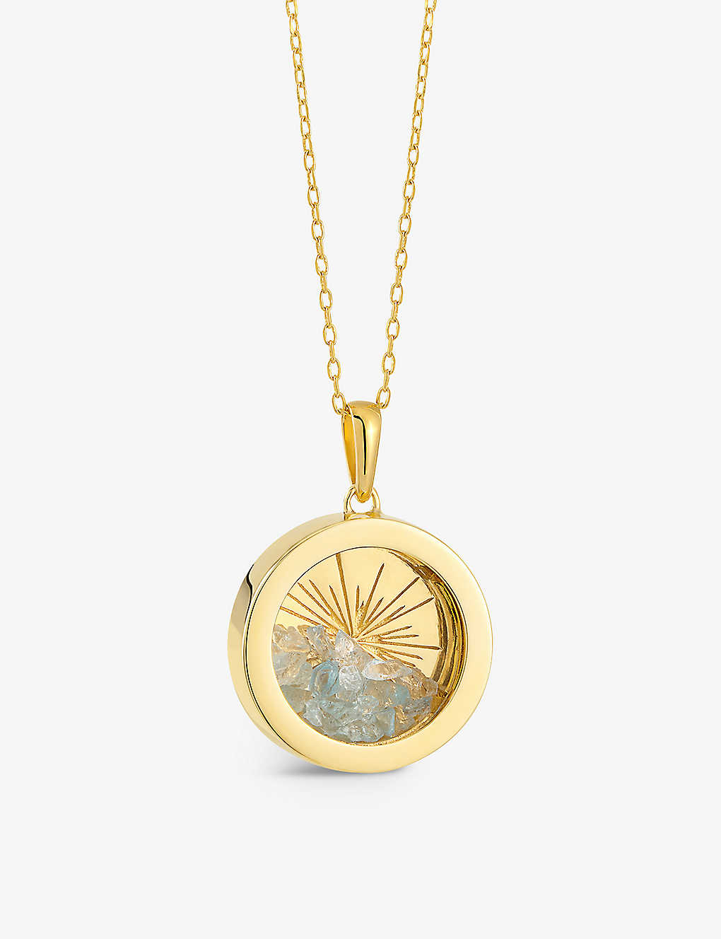 Rachel Jackson Womens Yellow Gold Sunburst Amulet Medium 22ct Gold-plated Sterling Silver And Aquama