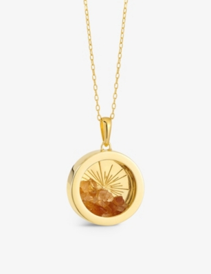 RACHEL JACKSON: Sunburst Amulet medium 22ct gold-plated sterling silver and citrine necklace