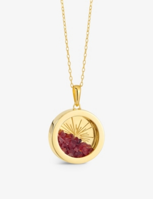 RACHEL JACKSON: Sunburst Amulet medium 22ct gold-plated sterling silver and garnet necklace