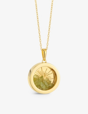RACHEL JACKSON: Sunburst Amulet medium 22ct gold-plated sterling silver and peridot necklace