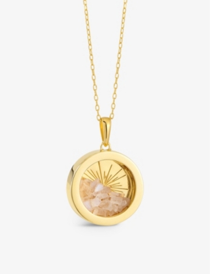 RACHEL JACKSON: Sunburst Amulet medium 22ct gold-plated sterling silver and moonstone necklace