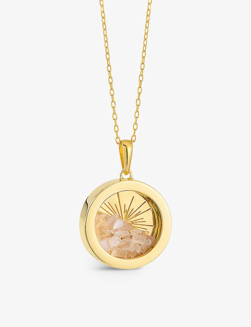 Rachel Jackson Womens Yellow Gold Sunburst Amulet Medium 22ct Gold-plated Sterling Silver And Moonst