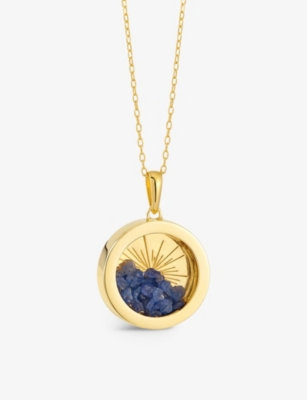 RACHEL JACKSON: Sunburst Amulet medium 22ct gold-plated sterling silver and sapphire necklace