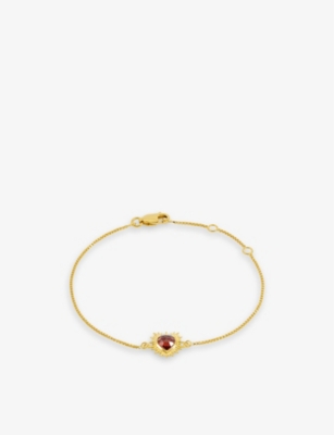 Rachel Jackson Womens Yellow Gold Electric Love Heart 22ct Gold-plated Sterling-silver And Garnet Br