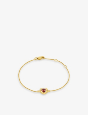 Rachel Jackson Womens Yellow Gold Electric Love Heart 22ct Gold-plated Sterling-silver And Garnet Br In Yellow Gold