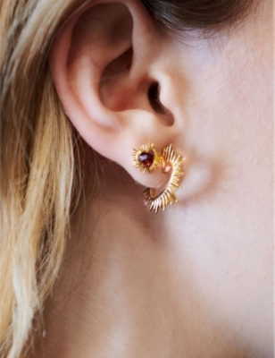 RACHEL JACKSON: Electric Love 22ct yellow-gold plated sterling-silver hoop earrings