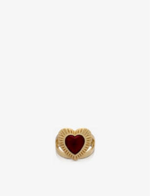 RACHEL JACKSON: Heart 22ct yellow gold-plated sterling-silver and garnet ring
