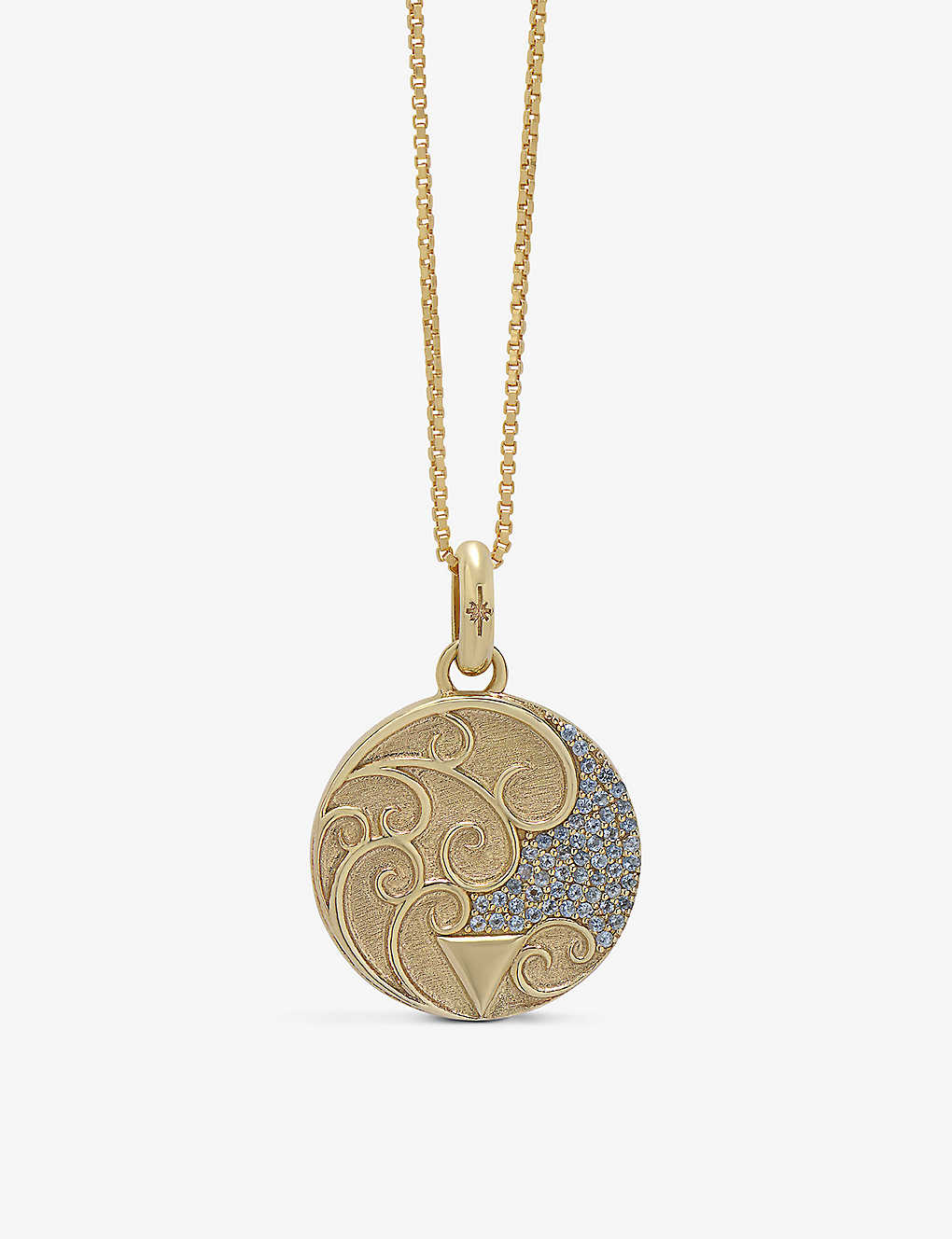Rachel Jackson Women's Yellow Gold Water Art Coin 22ct Yellow Gold-plated Sterling Silver, Aquamarin