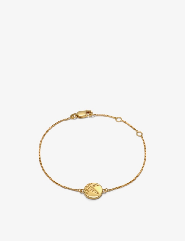 Mini Happy Face 22ct yellow gold-plated sterling silver and crystal pendant bracelet