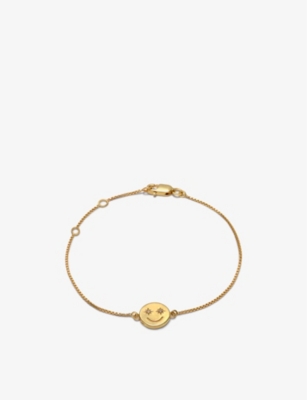 Rachel Jackson Womens Yellow Gold Mini Happy Face 22ct Yellow Gold-plated Sterling Silver And Crysta