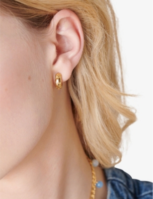 Shop Rachel Jackson Women's Yellow Gold Star Bomb 22ct Yellow Gold-plated Sterling Silver Hoop Earrings