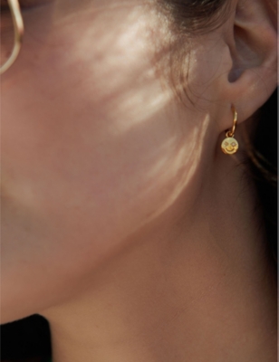 RACHEL JACKSON: Happy Face 22ct yellow-gold plated sterling-silver and cubic zirconia hoop earrings