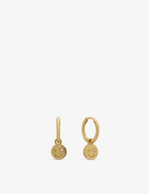 RACHEL JACKSON: Happy Face 22ct yellow-gold plated sterling-silver and cubic zirconia hoop earrings