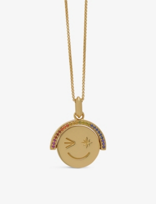 Rachel Jackson Womens Yellow Gold Rainbow Happy Face 22ct Yellow Gold-plated Sterling-silver And Cub