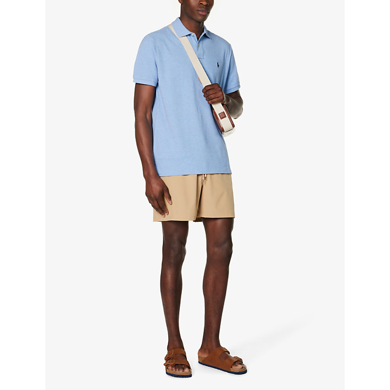 Shop Polo Ralph Lauren Traveller Logo-embroidered Recycled Polyester-blend Swim Shorts In Vintage Khaki