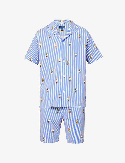 POLO RALPH LAUREN: Polo Bear striped cotton pyjamas