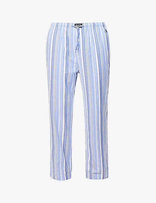 POLO RALPH LAUREN: Logo-embroidered striped cotton-poplin pyjama trousers