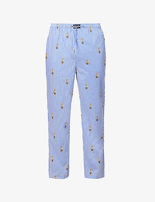 POLO RALPH LAUREN: Polo Bear striped regular-fit wide-leg cotton pyjama trousers