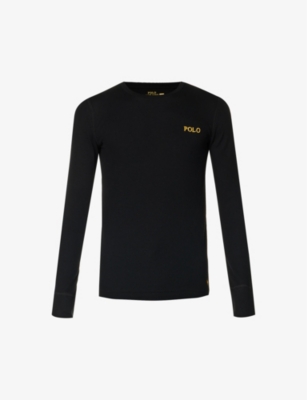 Polo Ralph Lauren Mens Polo Black Logo-embroidered Regular-fit Cotton-blend Top
