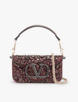 Valentino Garavani Mini VSling Sequin Embellished Woven Metallic Leather  Top Handle Bag