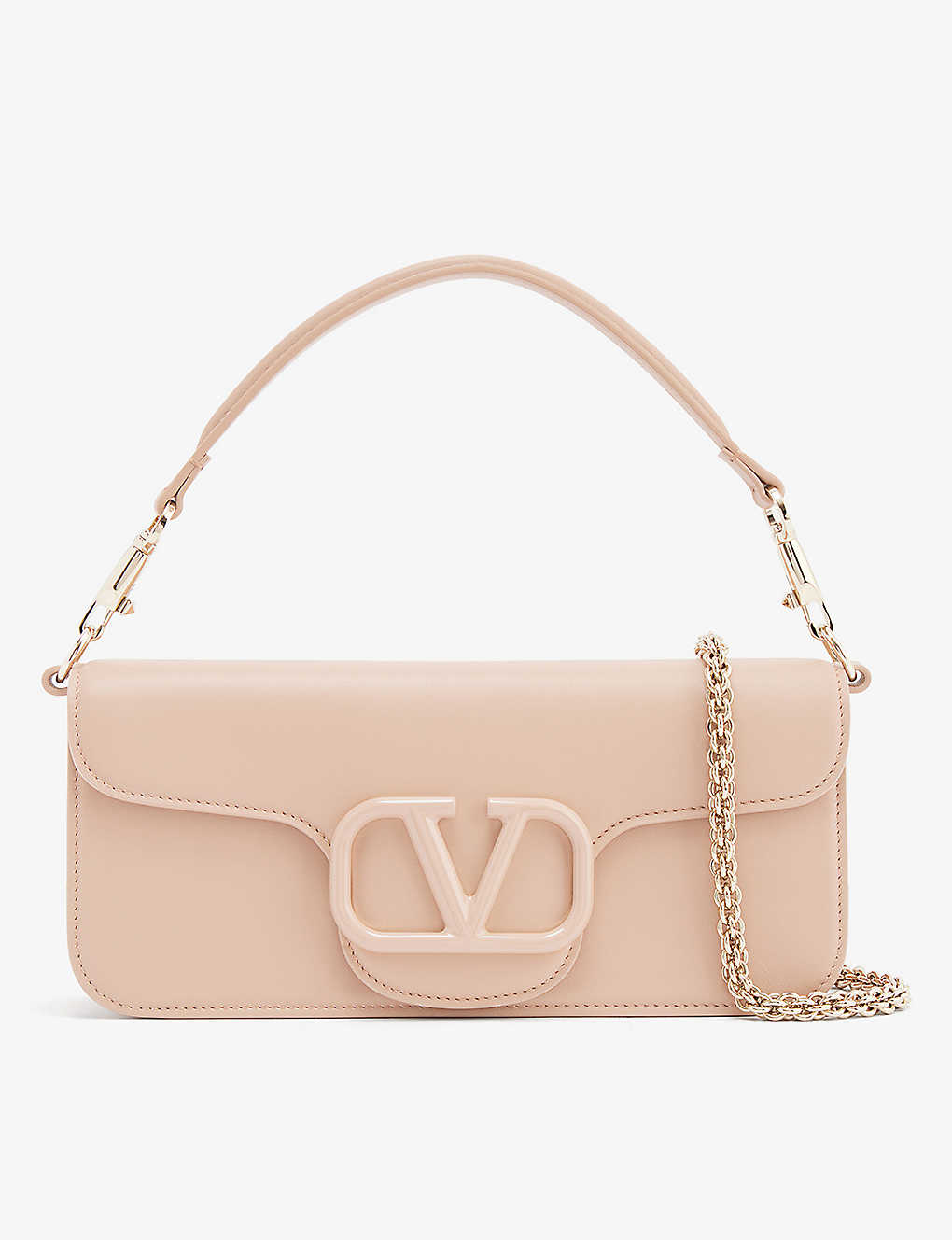 Shop Valentino Garavani Womens Rose Cannelle Locò Logo-plaque Leather Shoulder Bag