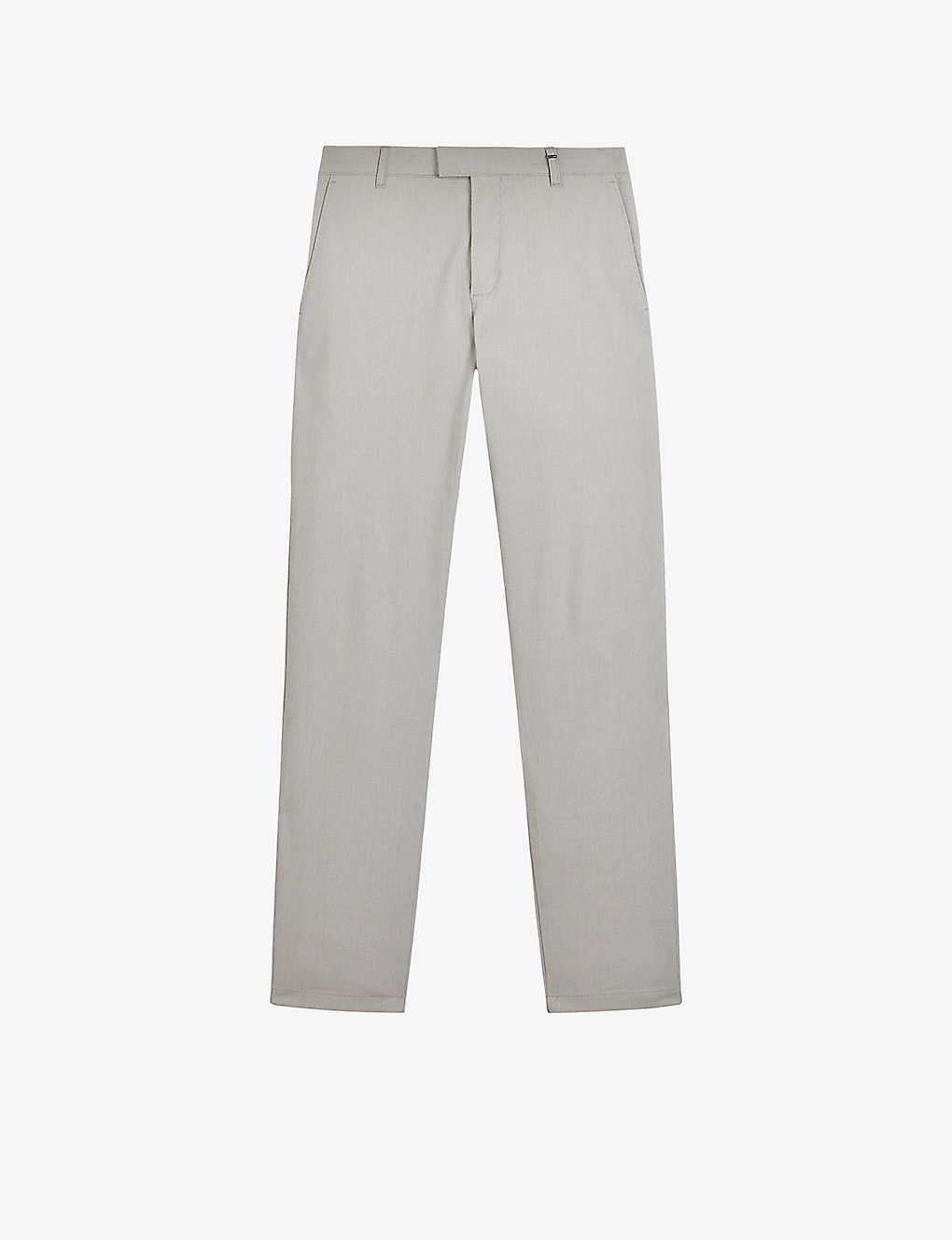 Ted Baker Mens Grey Portmay Irvine-shape Dogtooth-pattern Cotton Trousers