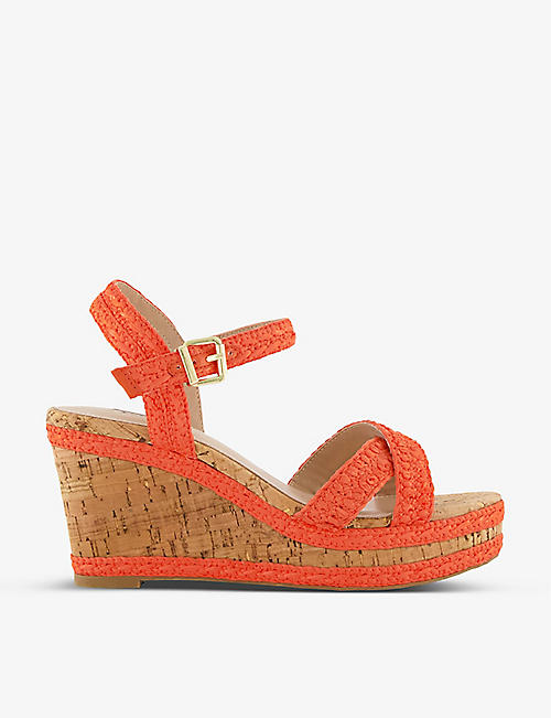 DUNE: Kelisa braided wedge heeled woven sandals