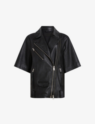 ALLSAINTS Ripley short-sleeve leather biker jacket