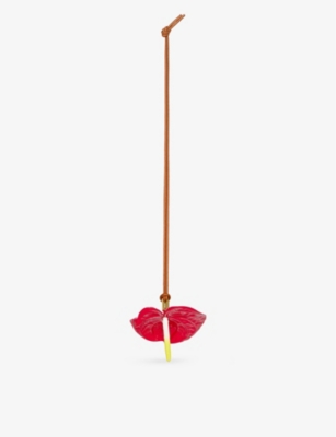 LOEWE LOEWE RED ANTHURIUM-SHAPED RESIN AND LEATHER CHARM,66065099