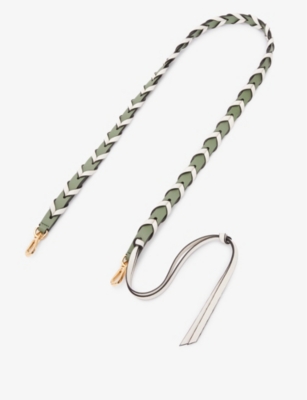 LOEWE LOEWE AVOCADO/WHITE BRAIDED LEATHER BAG STRAP,66065174