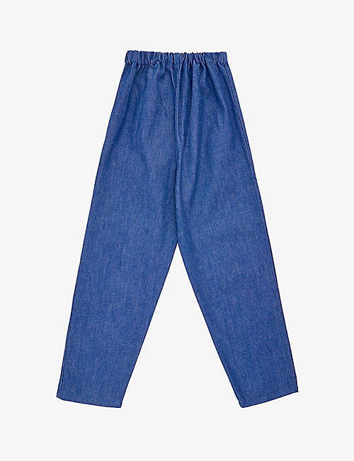 P DENIM: Elasticated-waist straight-leg organic-cotton denim jeans 1-10 years